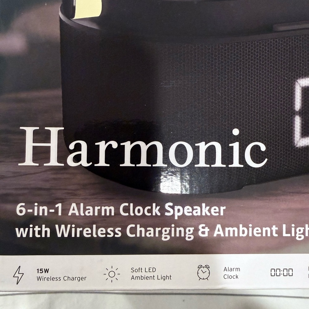Harmonic 6-in-1 Alarm Clock Speaker with Wireless Charging & Ambient Light - Picture 4 of 8